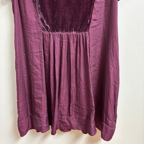 Maeve Anthropologie Ingrid Velvet Mini Dress Tunic Size L Burgundy Whimsigoth - Picture 3 of 10